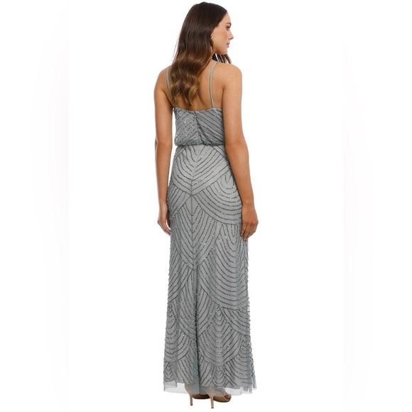 Adrianna Pappel | Art Deco Beaded Blouson Dress in Blue Mist - Picture 11 of 12